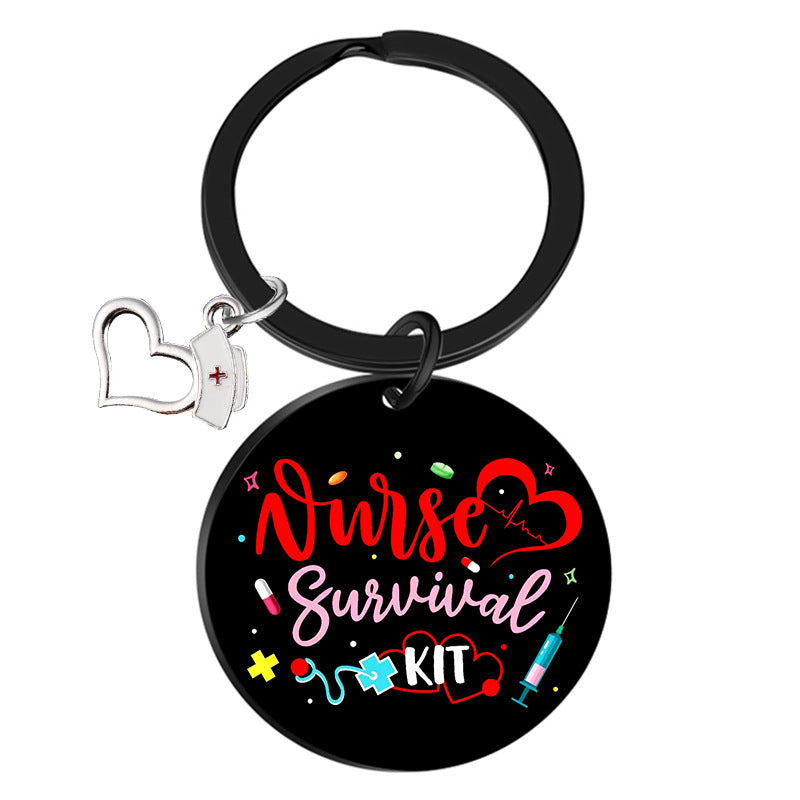Wholesale Stainless Steel Nurses Day Color Printing Creative Keychain