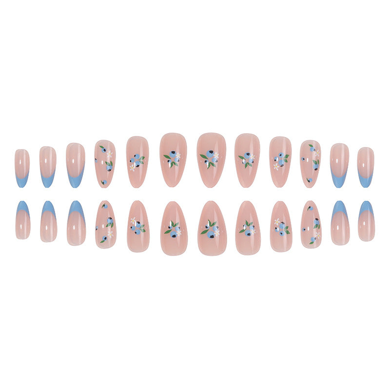 Wholesale French Blue Floral Nail Stickers