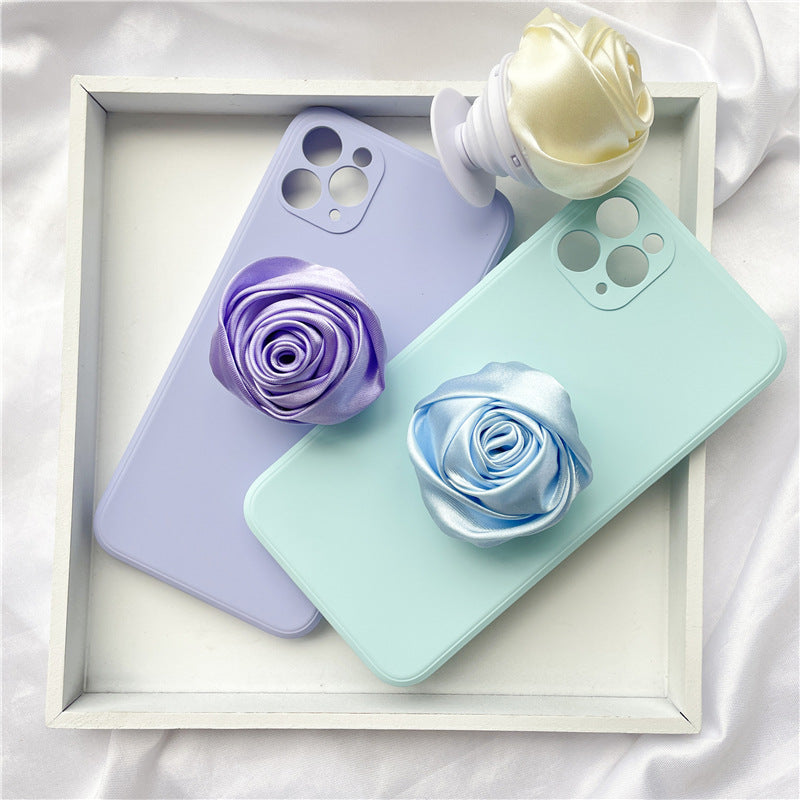 Wholesale Satin Cloth Rose Airbag Mobile Phone Holder