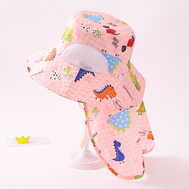 Venta al por mayor de sombreros de pescador de niños de dinosaurio de dibujos animados de algodón