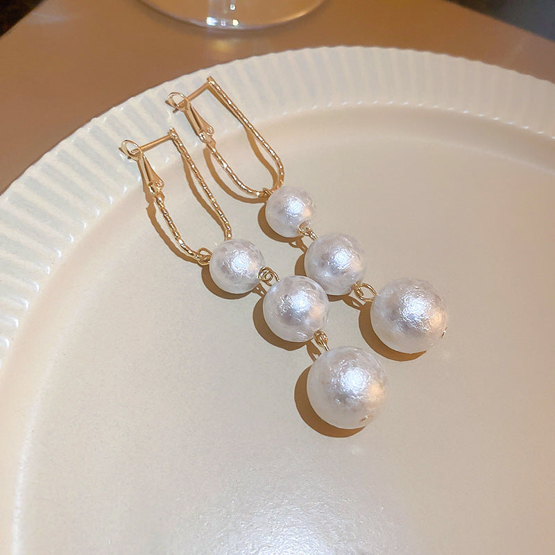 Wholesale Real Gold Plated Silver Needle Vintage Earrings Imitation Pearl