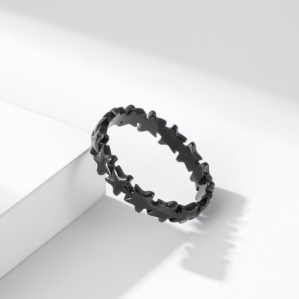 Venta al por mayor Anillos De Acero Titanio Estrella De Cinco Puntas