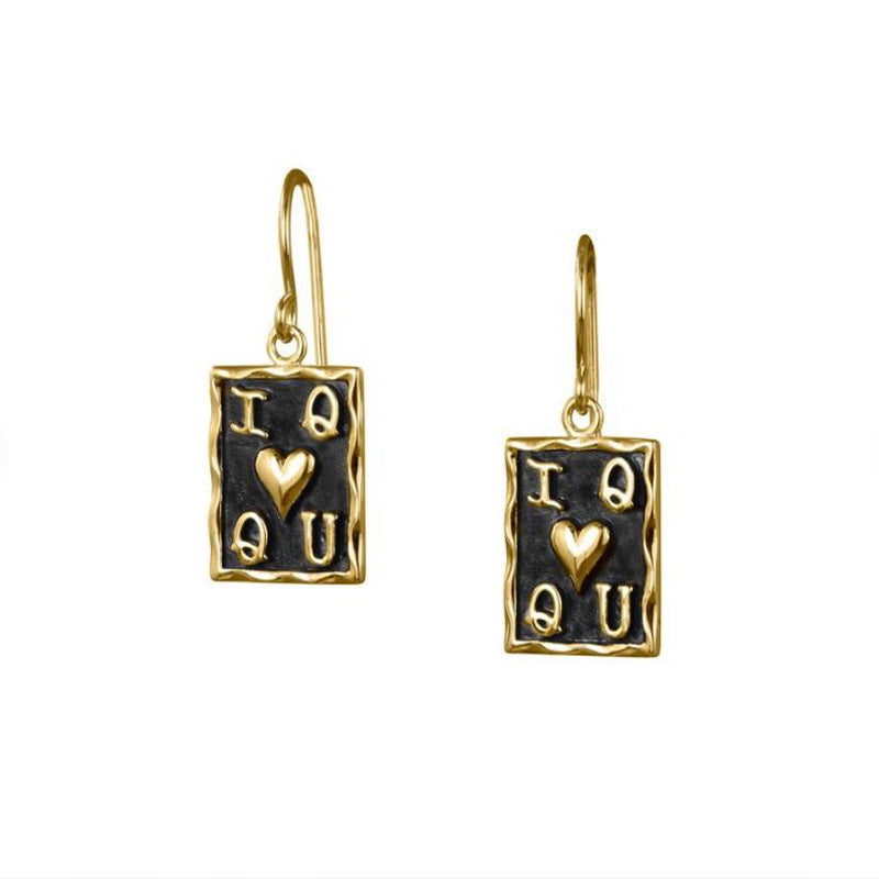 Wholesale Vintage Oil Dripping Poker Alloy Earrings