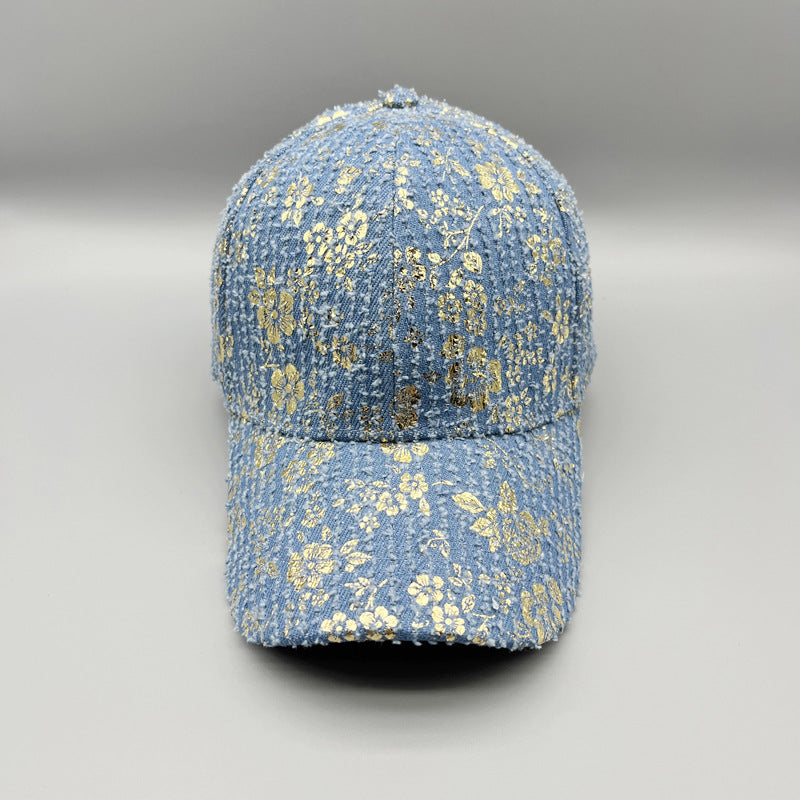 Wholesale Cotton Bronzing Flower Wide Brim Baseball Cap