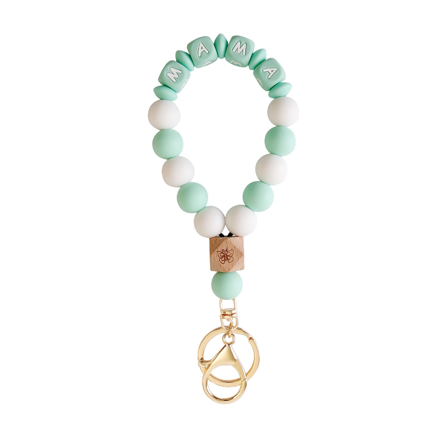 Wholesale Handmade Beaded MAMA Silicone Wrist Key Chain
