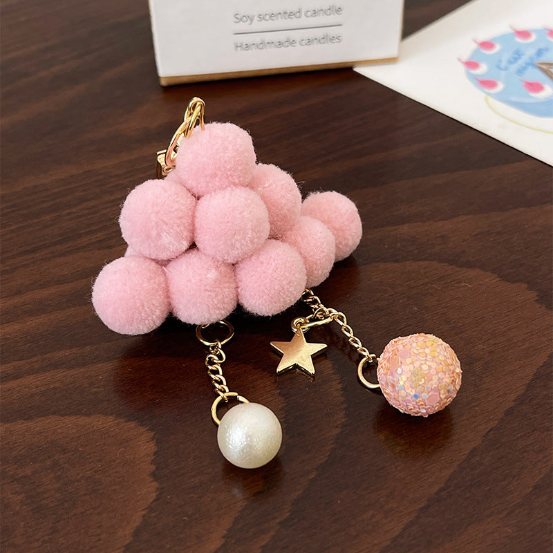Wholesale Macaron Plush Cloud Pentagram Keychain