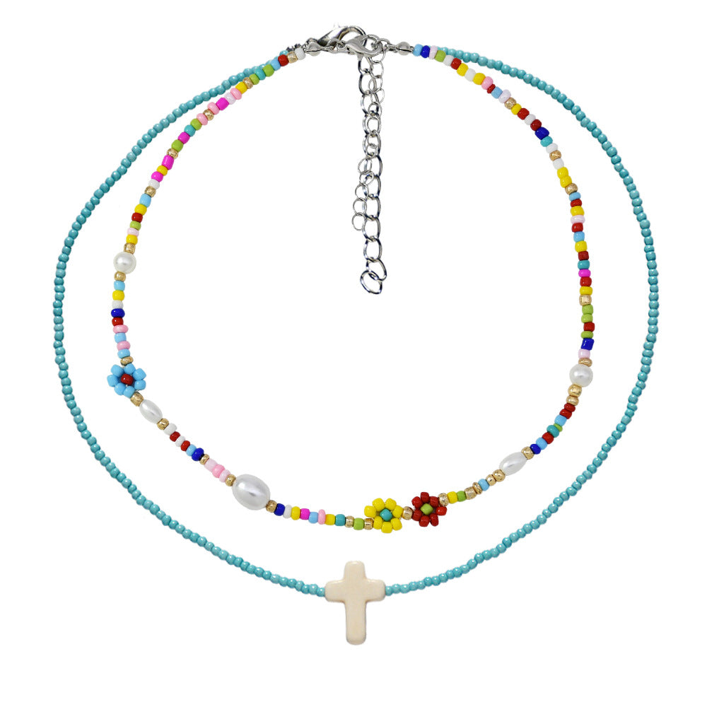 Wholesale Glass Hand Beaded Clavicle Necklace