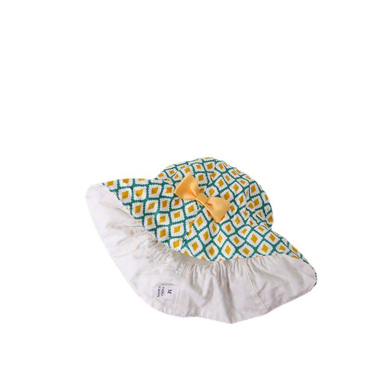 Wholesale Kids Rhombus Bow Cotton Hat