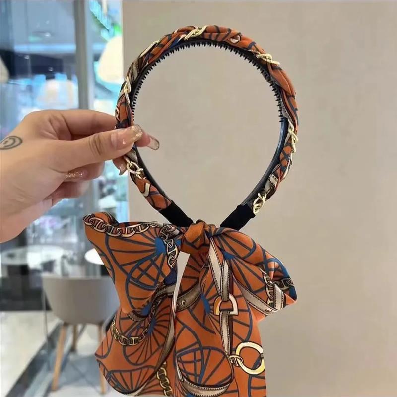 Wholesale Vintage Chain Satin Fabric Headband