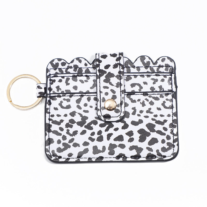 Llavero de tallador de cartas de girasol leopardo de cuero al por mayor