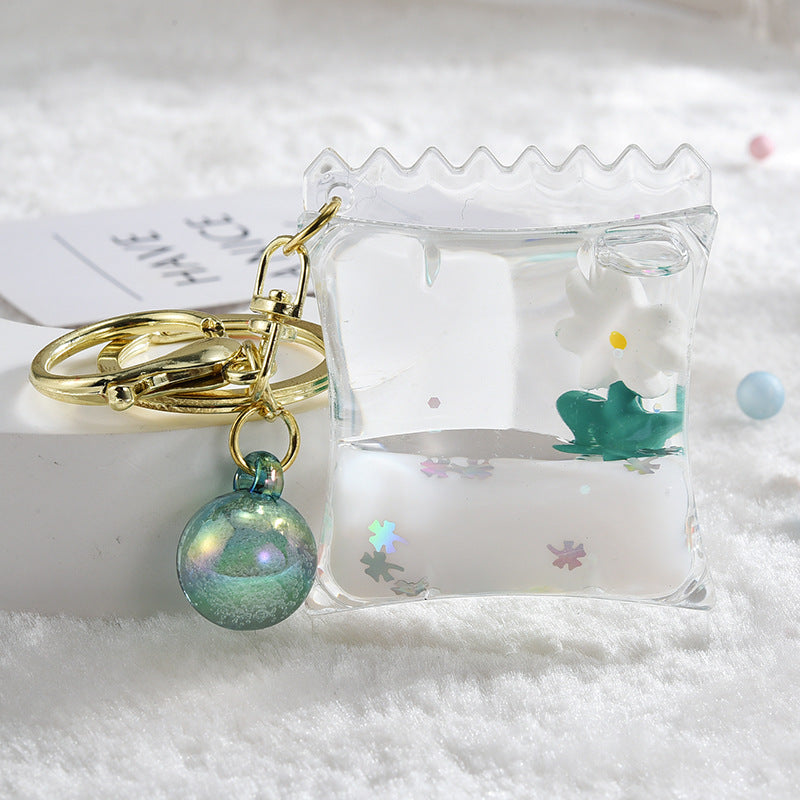 Wholesale Acrylic Oiled Floating Flowers Creative Key Chain