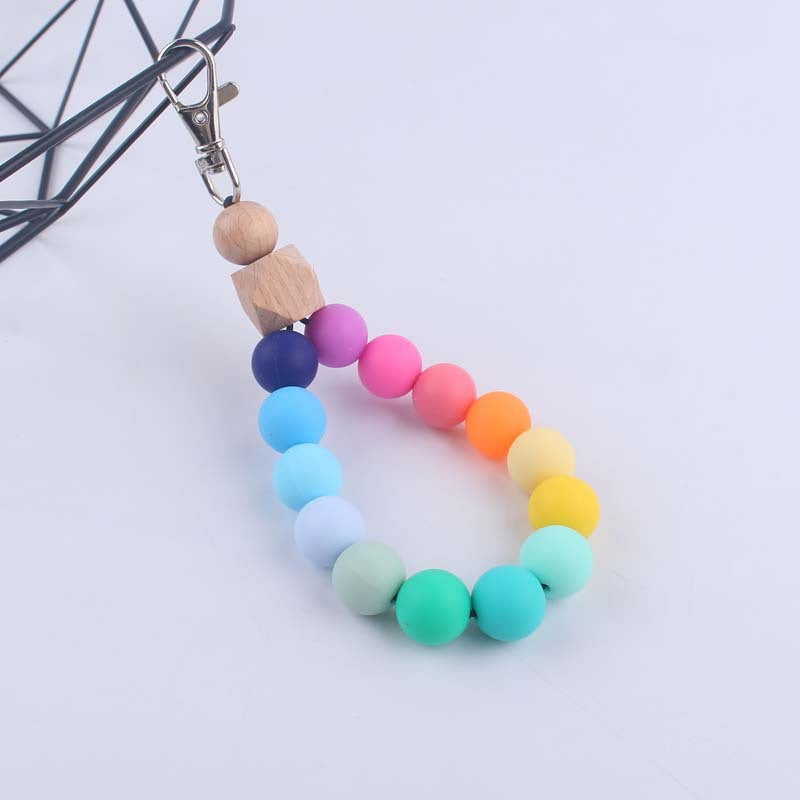 Wholesale Colorful Silicone Beaded Wrist Keychain