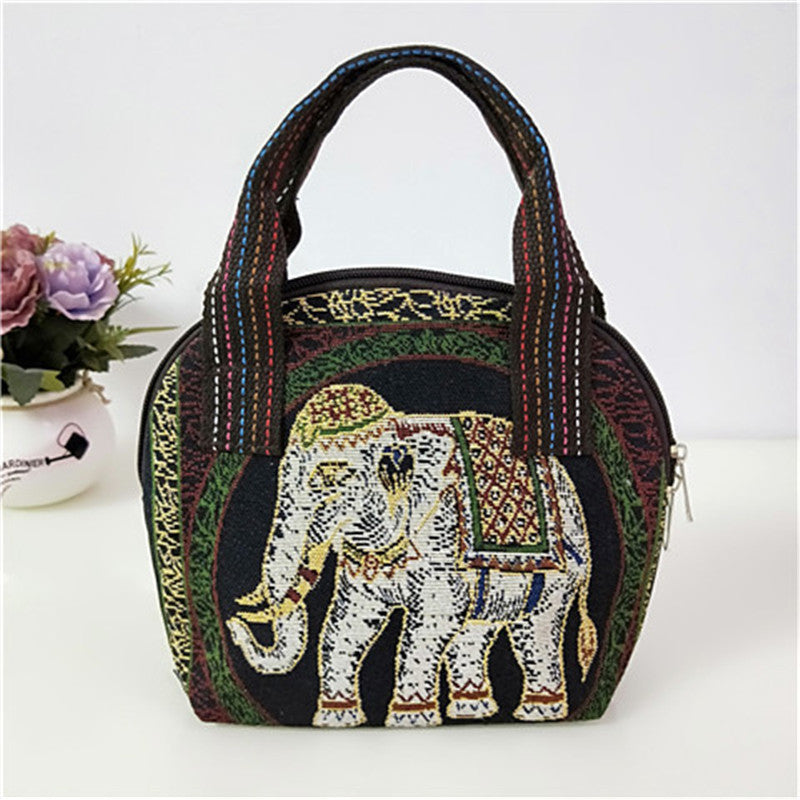 Wholesale Cotton and Hemp Embroidered Shell Type Portable Bag