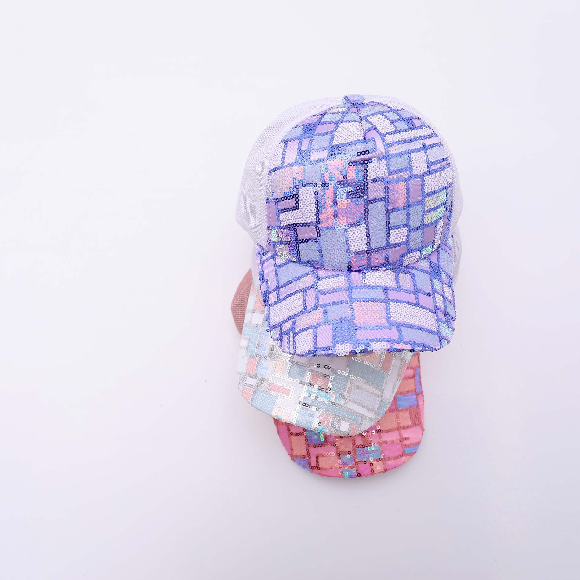 Capilla de malla de béisbol de algodón de algodón de lentejuelas al por mayor para niños