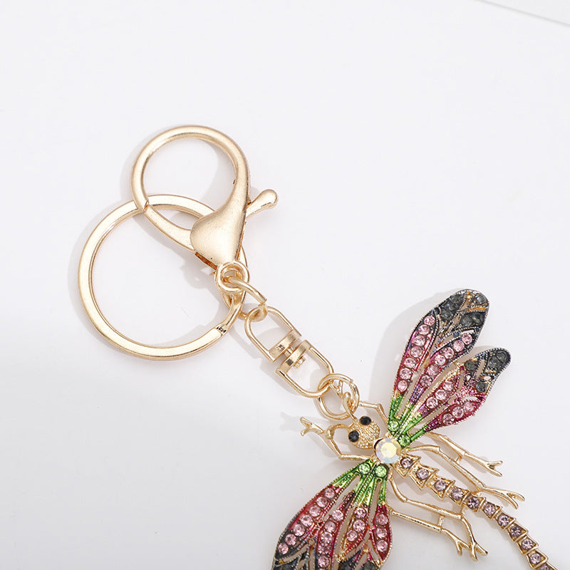 Wholesale Zinc Alloy Diamond Dragonfly Keychain