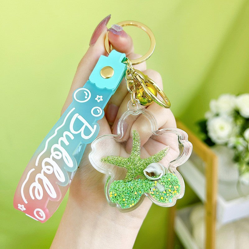 Wholesale Floating Starfish Cherry Blossom Acrylic Keychains