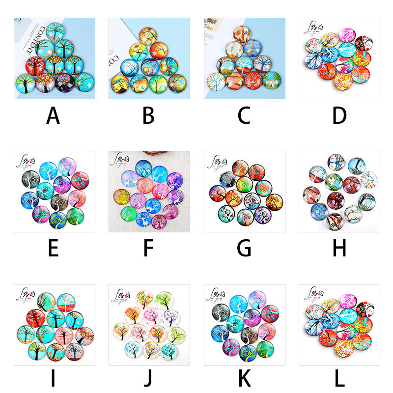 Wholesale Glass Cartoon Tree of Life Fridge Magnet 200PCS