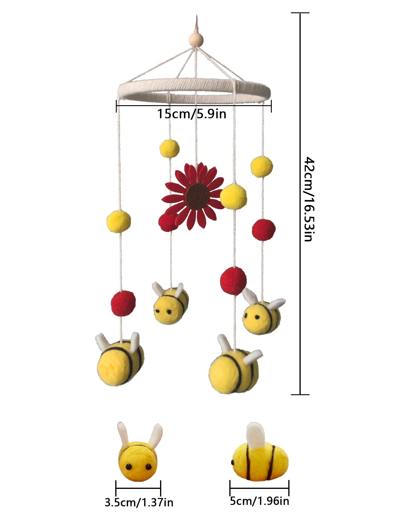 Wholesale Wool Felt Sunflower Bee Wind Chime Wall Hanging