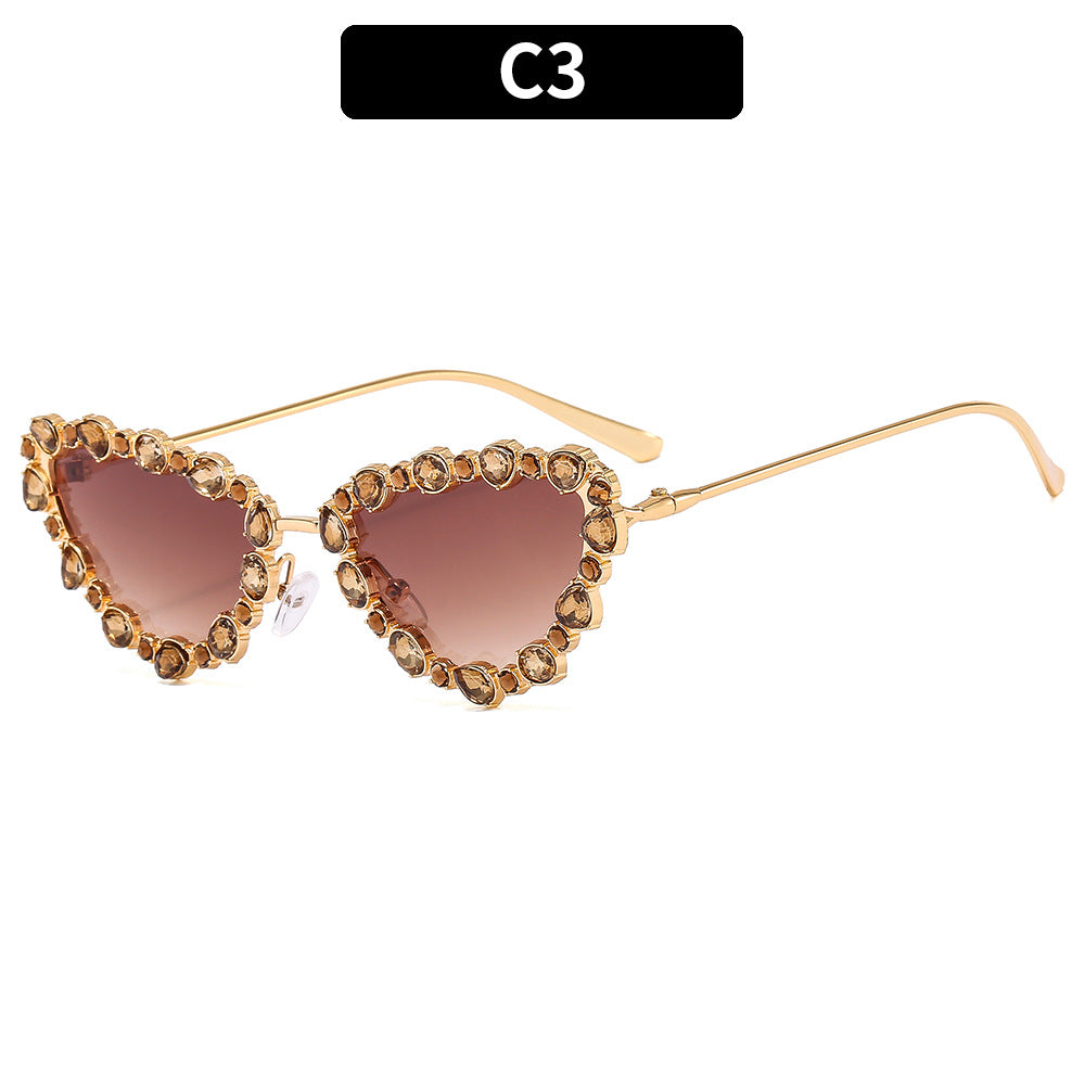 Wholesale PC Cat Eyes with Diamond Sunglasses