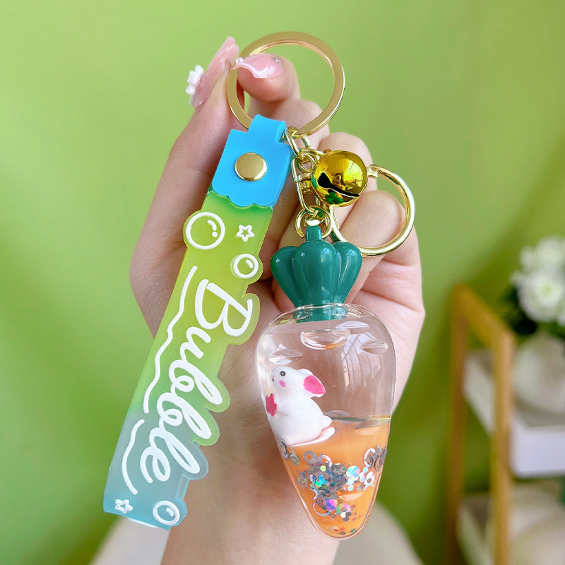 Comercio al por mayor Acrílico Aceitado Conejo Zanahoria Llavero Creativo