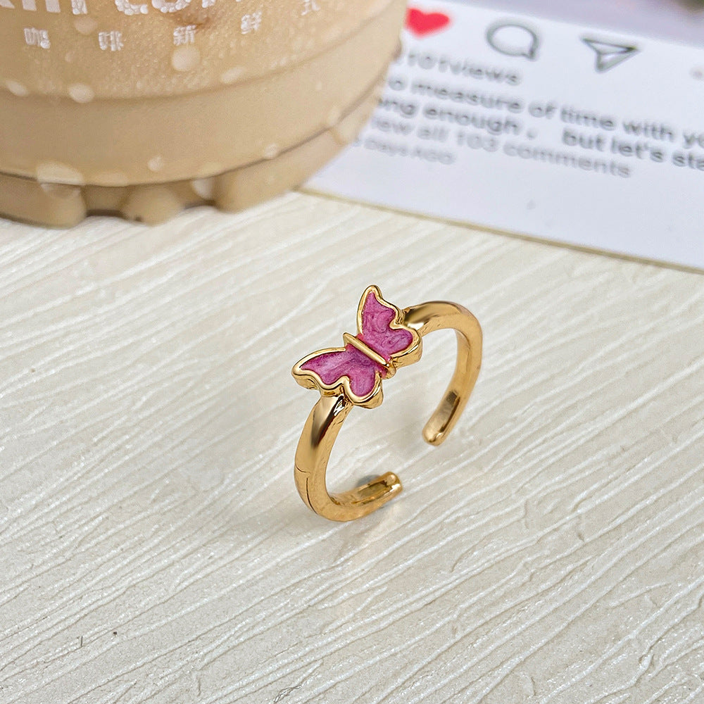 Wholesale Drip Butterfly Vintage Alloy Rings