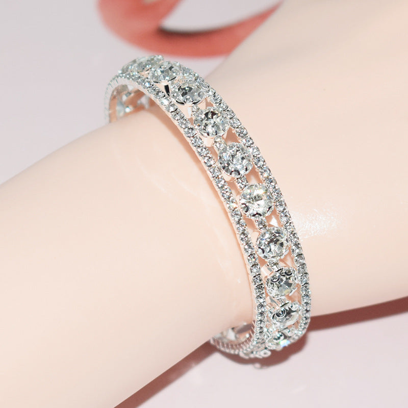 Venta al por mayor Pulsera abierta de diamantes de imitación de cristal lleno de diamantes