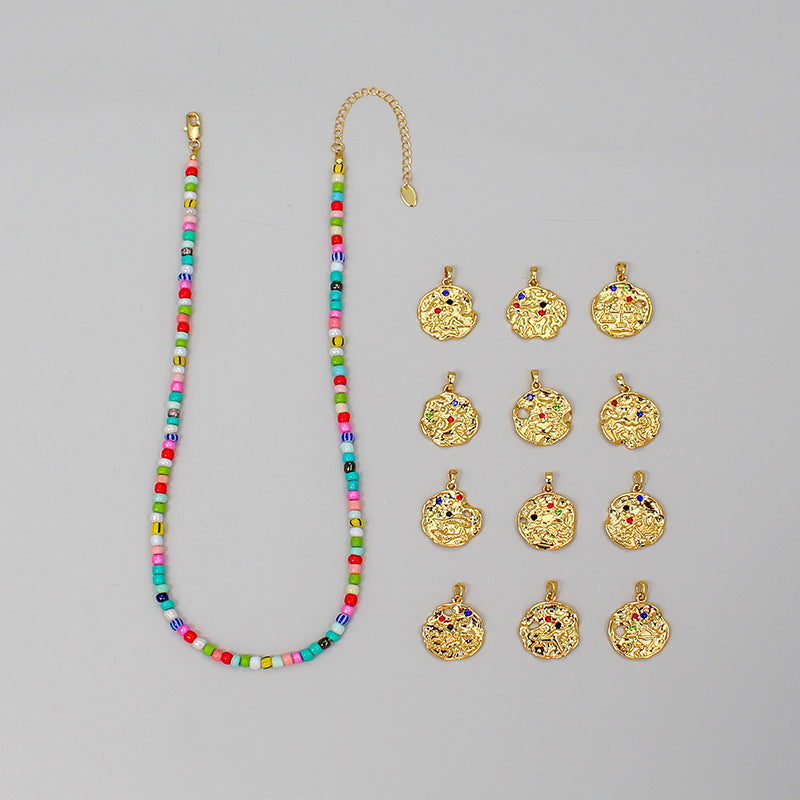 Wholesale Zodiac Gold Coin Pendant Copper Necklaces