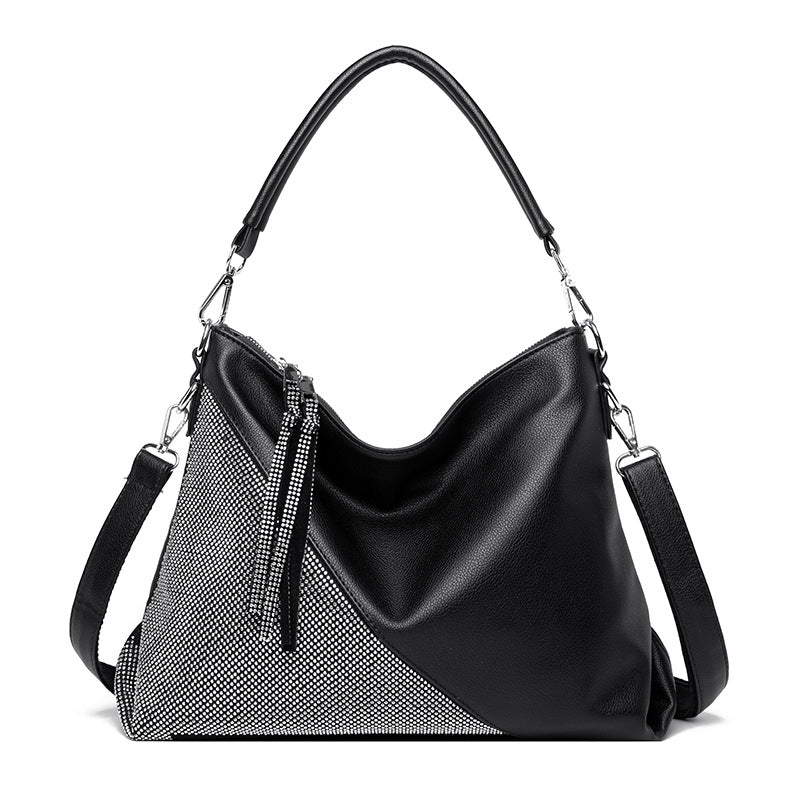 Wholesale Diamond Contrast Color Autumn Large Capacity PU Shoulder Bag