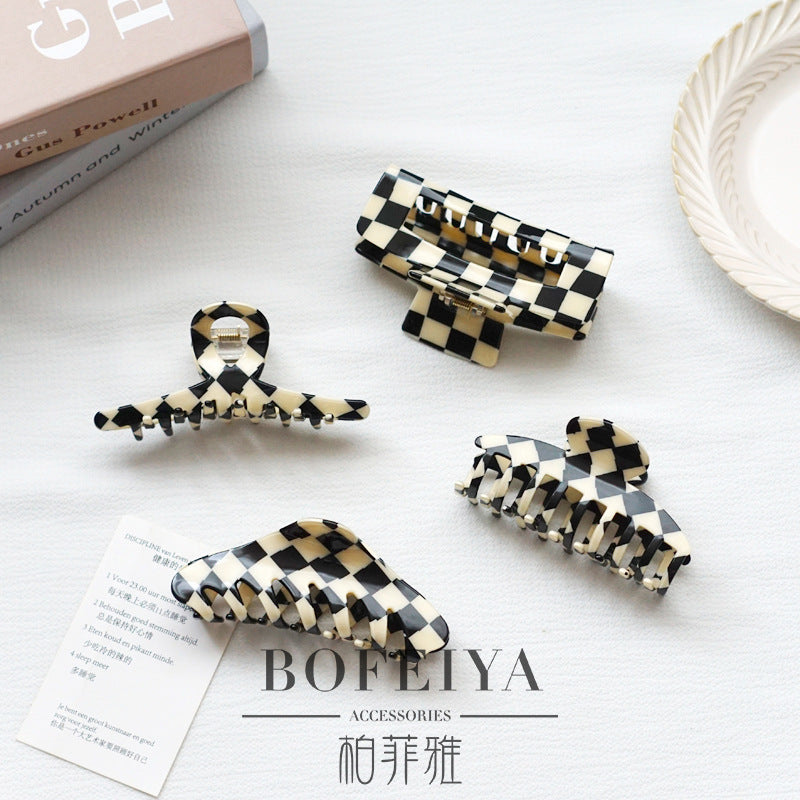 Wholesale All-purpose Checkerboard Acetate Plate Hair Clips