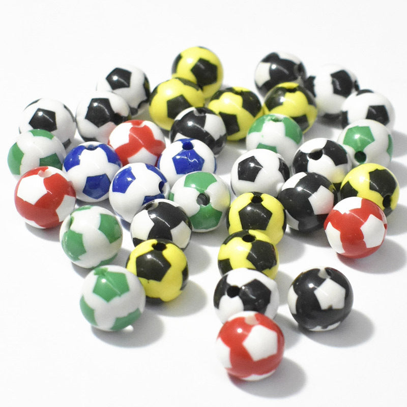 Wholesale 12mm Mixed Color White Soccer Acrylic Baseball Beads