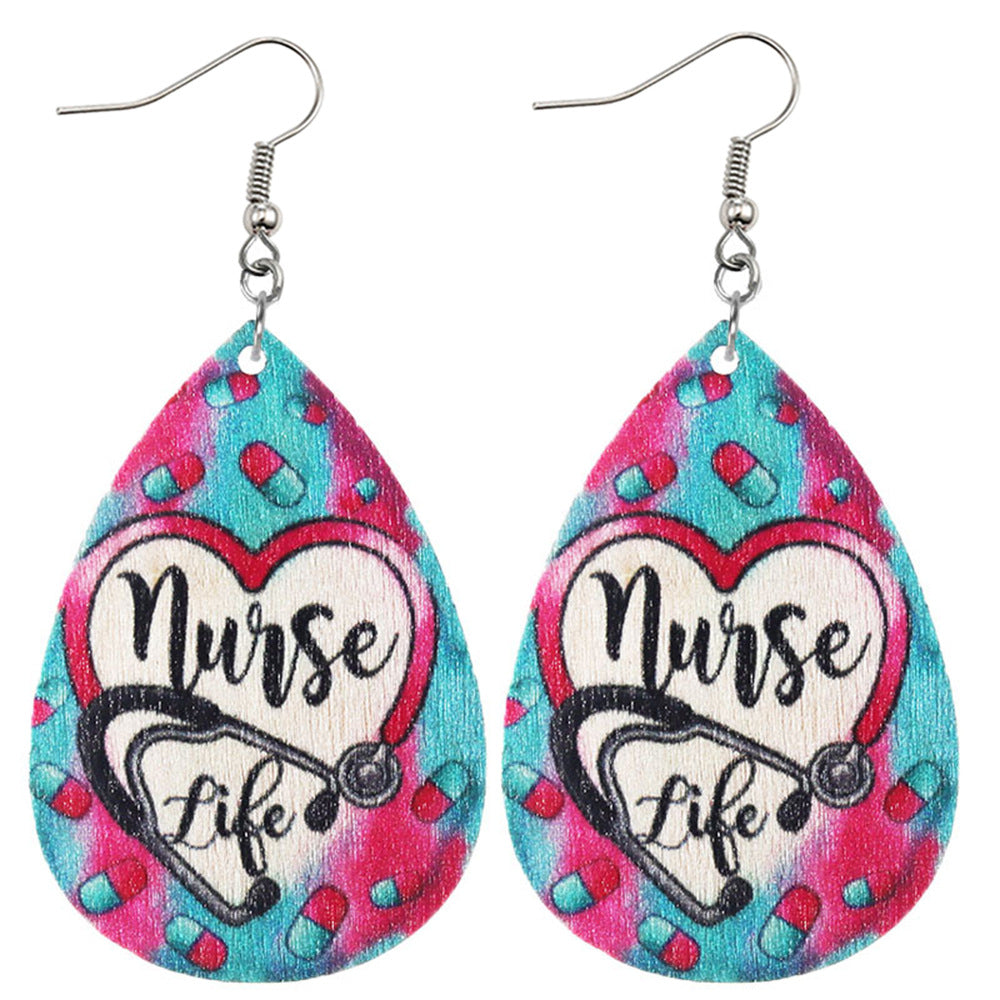 Pendientes De Madera De Lágrima Del Día De Las Enfermeras al por mayor