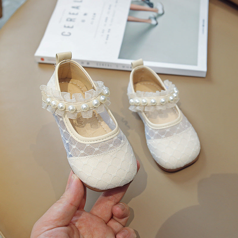 Suministros para bebés de cuero para zapatos de niñas de gasa de malla transpirable al por mayor