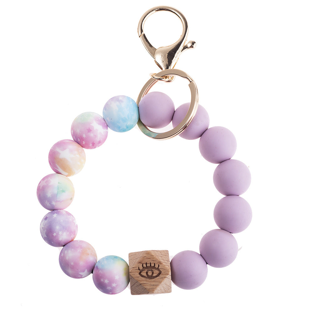Wholesale Camouflage Silicone Beaded Wrist Keychains