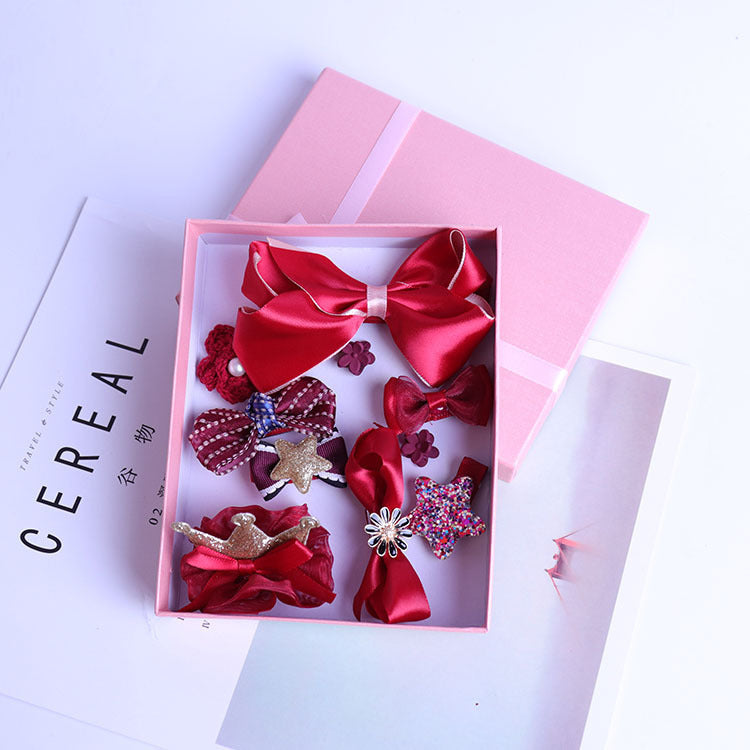 Wholesale Children's Gift Box Set of Ten Cloth Hair Clips