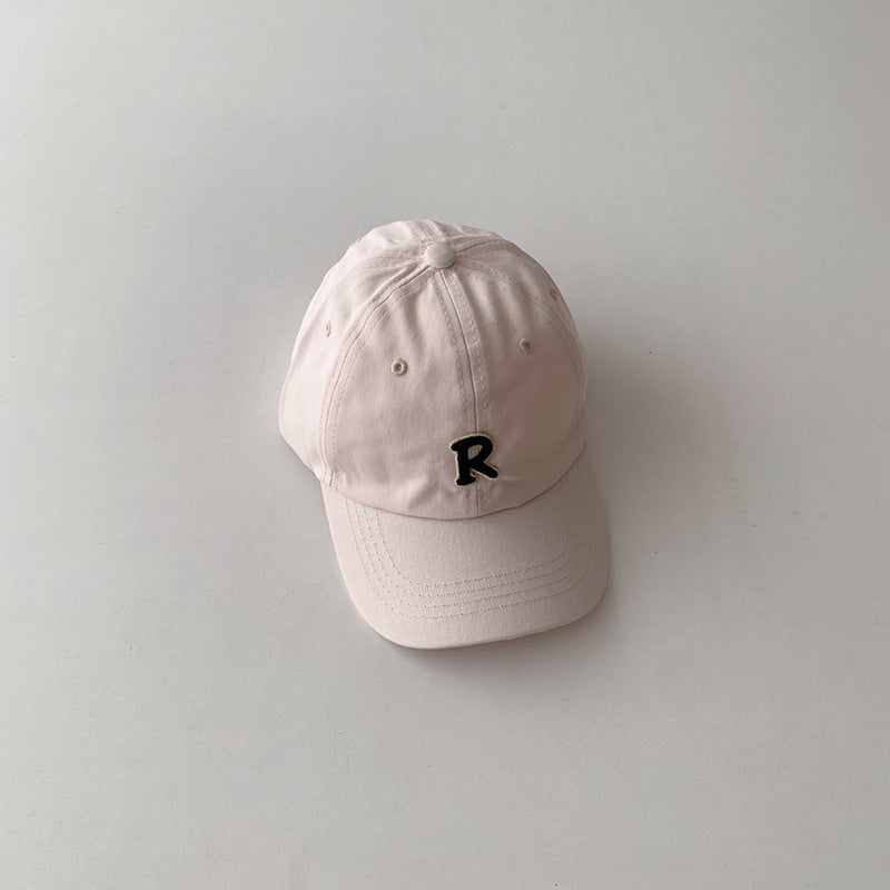 Gorra de béisbol de algodón con letra R simple para niños al por mayor
