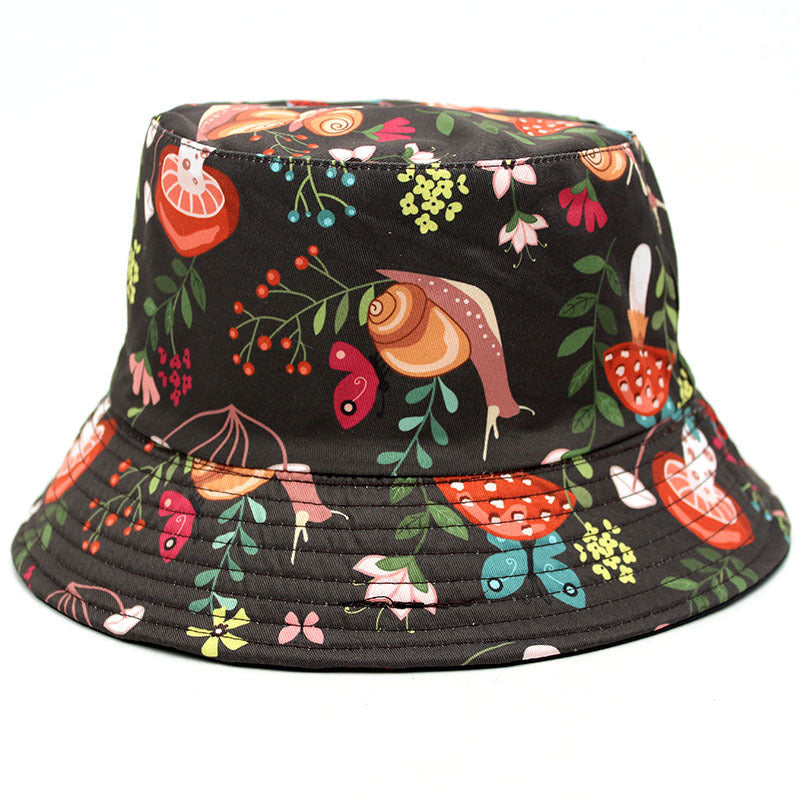 Wholesale Cotton Polyester Cute Colorful Mushroom Printing Fisherman Hat