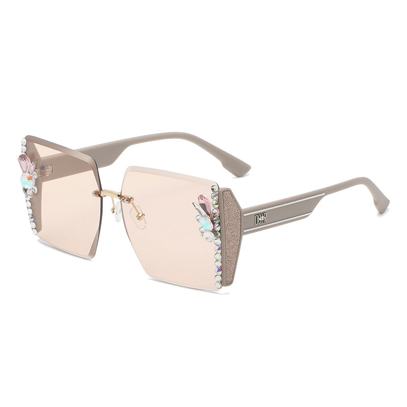 Wholesale Diamond-encrusted Large Frame PC UV-resistant Sunglasses