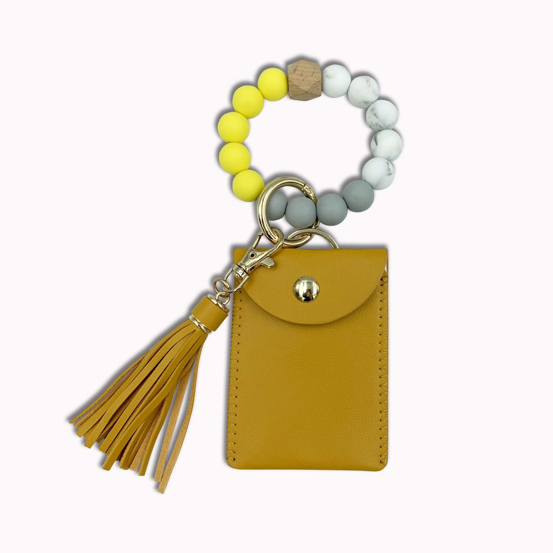 Wholesale Silicone Beaded Tassel Card Holder wrist keychain