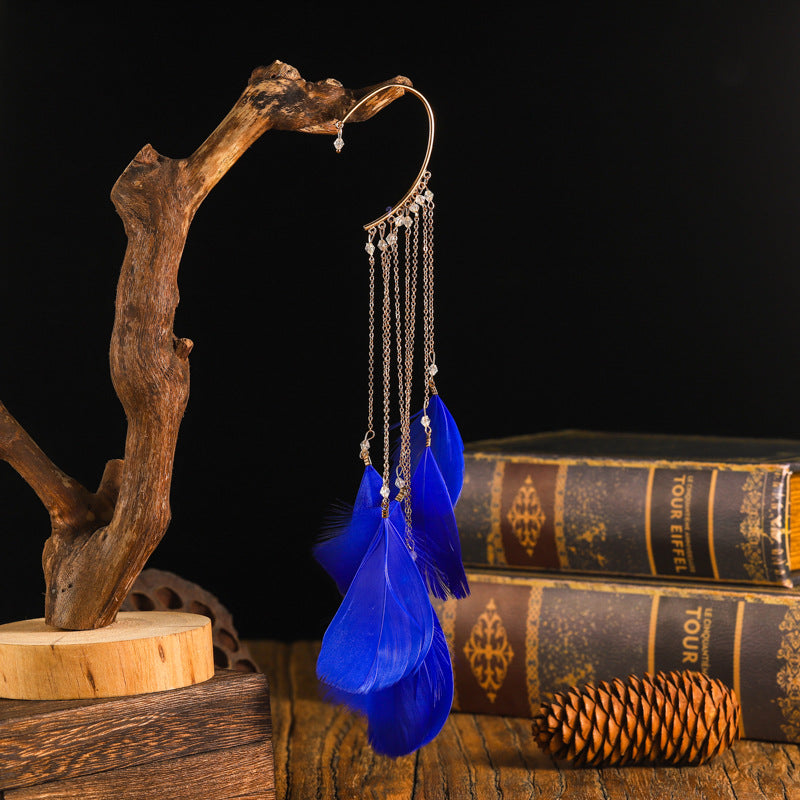 Wholesale Exaggerated White Feather Alloy Earrings