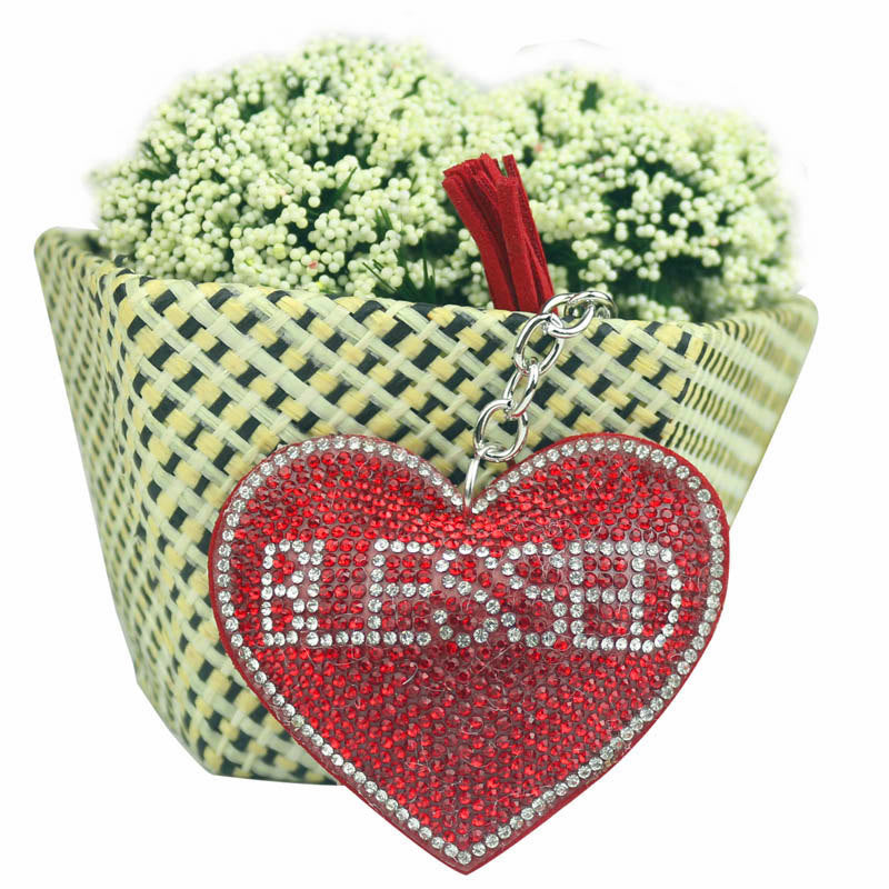 Venta al por mayor Llavero De Corazón De Diamantes De Imitación