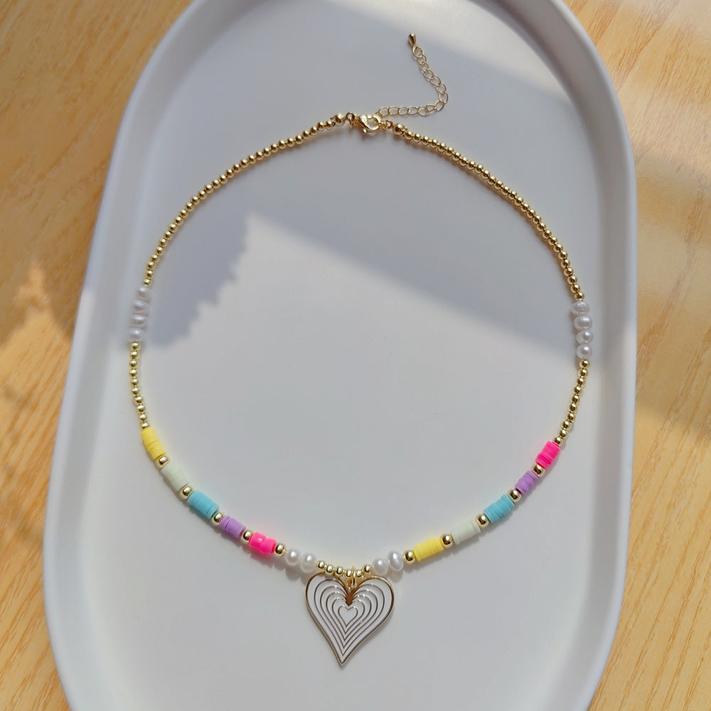 Wholesale Polymer Clay Shell Beaded Daisy Necklace