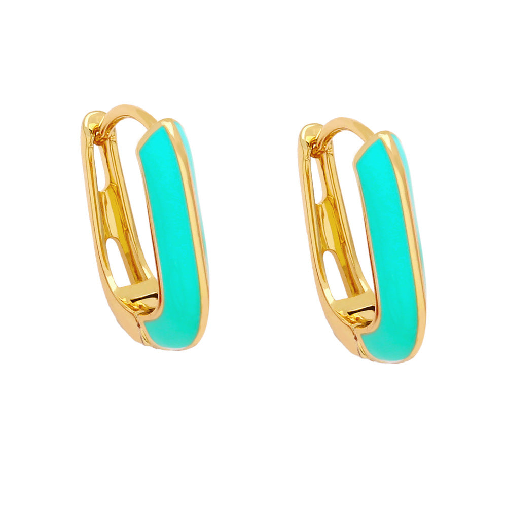 Wholesale Oil Drip U Shape Vintage Copper Earrings