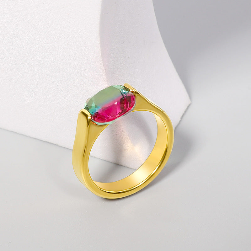 Wholesale Heart Gemstone Stainless Steel Rings