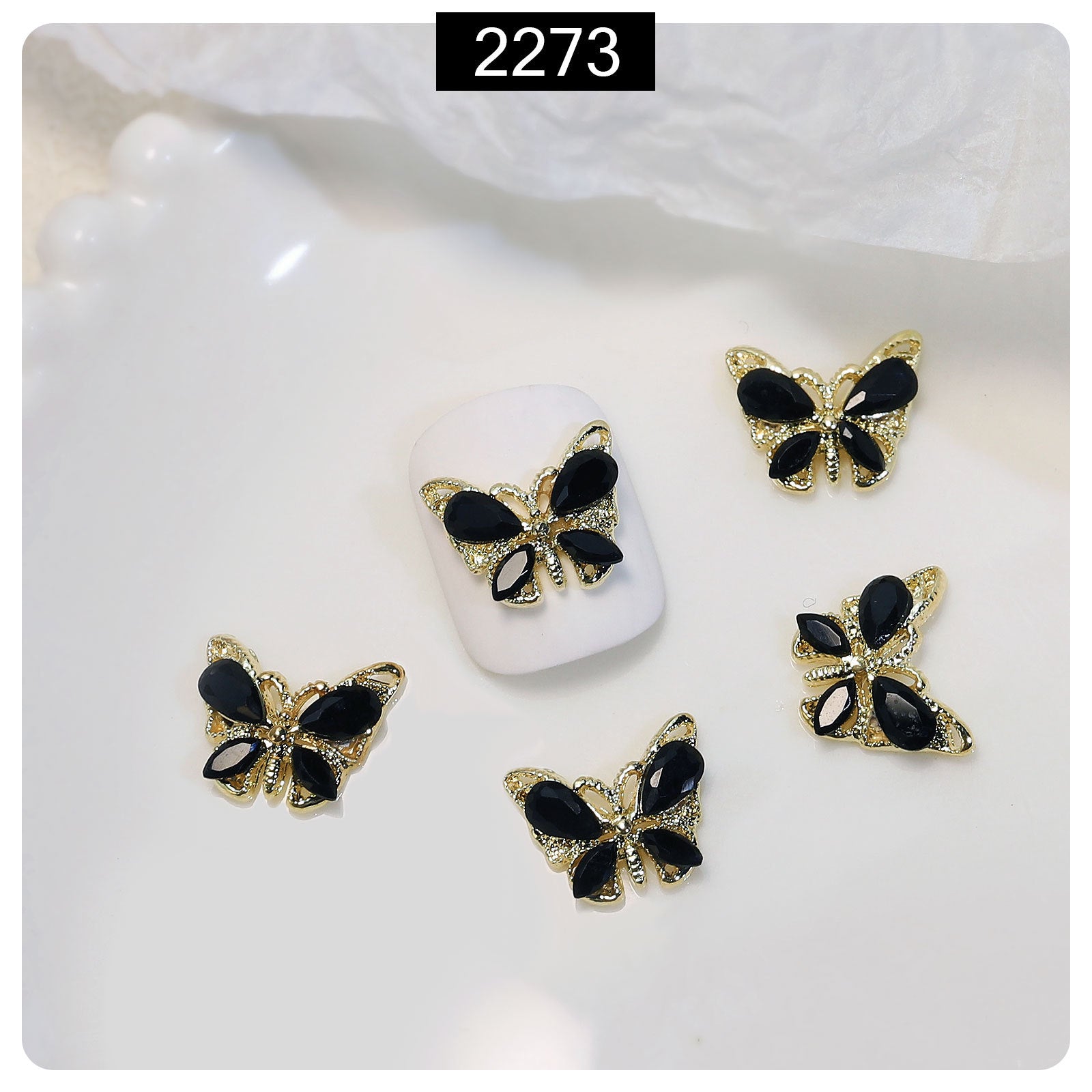 Wholesale Crystal Butterfly Zircon Resin Nail Stickers Accessories