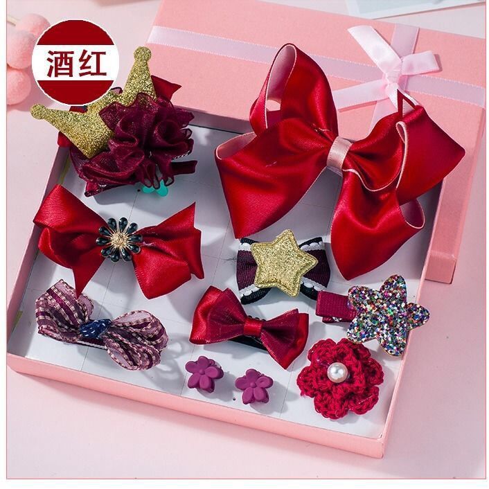 Wholesale Children's Gift Box Set of Ten Cloth Hair Clips