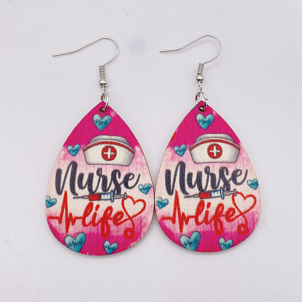 Pendientes De Madera De Lágrima Del Día De Las Enfermeras al por mayor