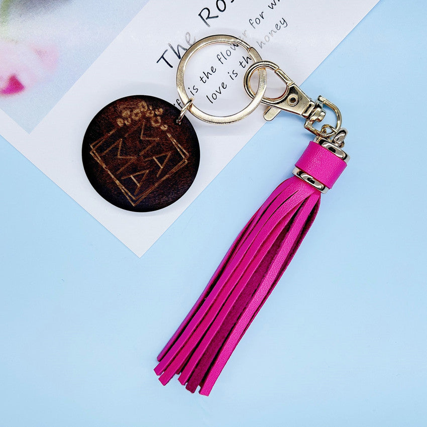 Wholesale Wooden MOM Mother's Day Tassel Creative Keychain