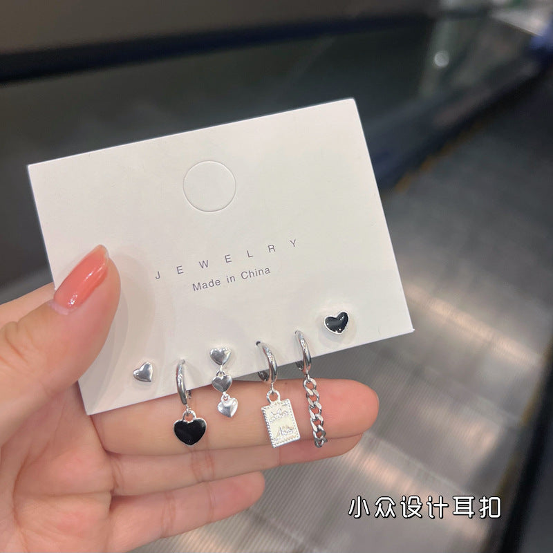 Pendientes de aleación de cuatro piezas con borla de aguja de plata 925 al por mayor