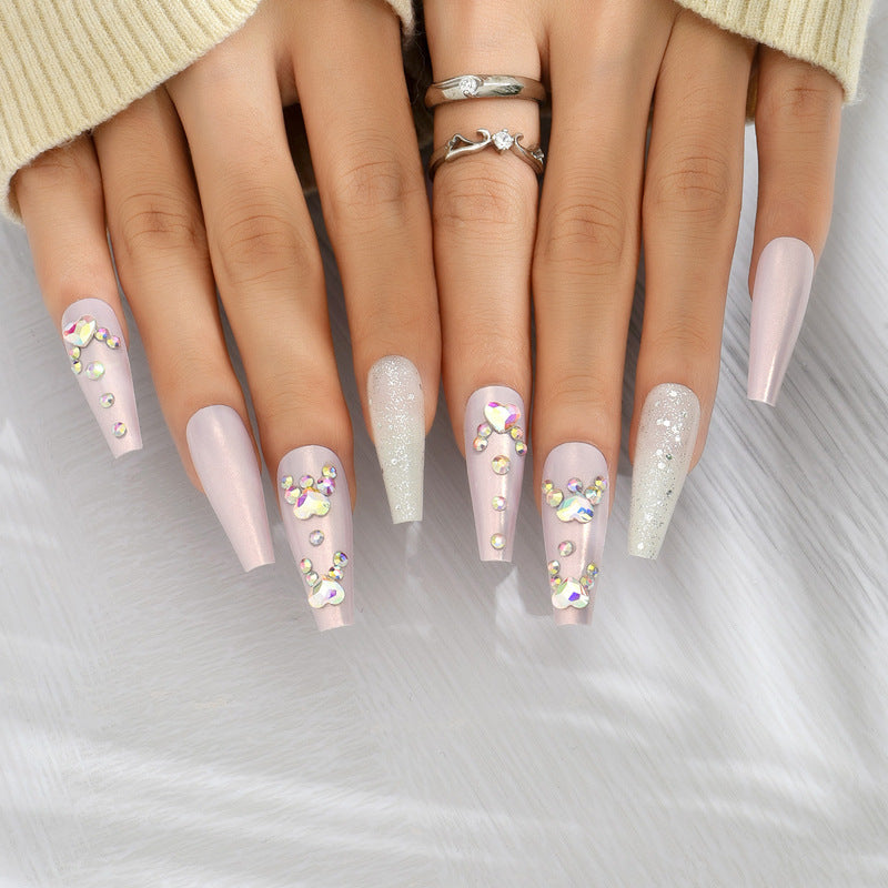 Venta al por mayor Dot Diamond Laser Glitter Ballerina Nail Art