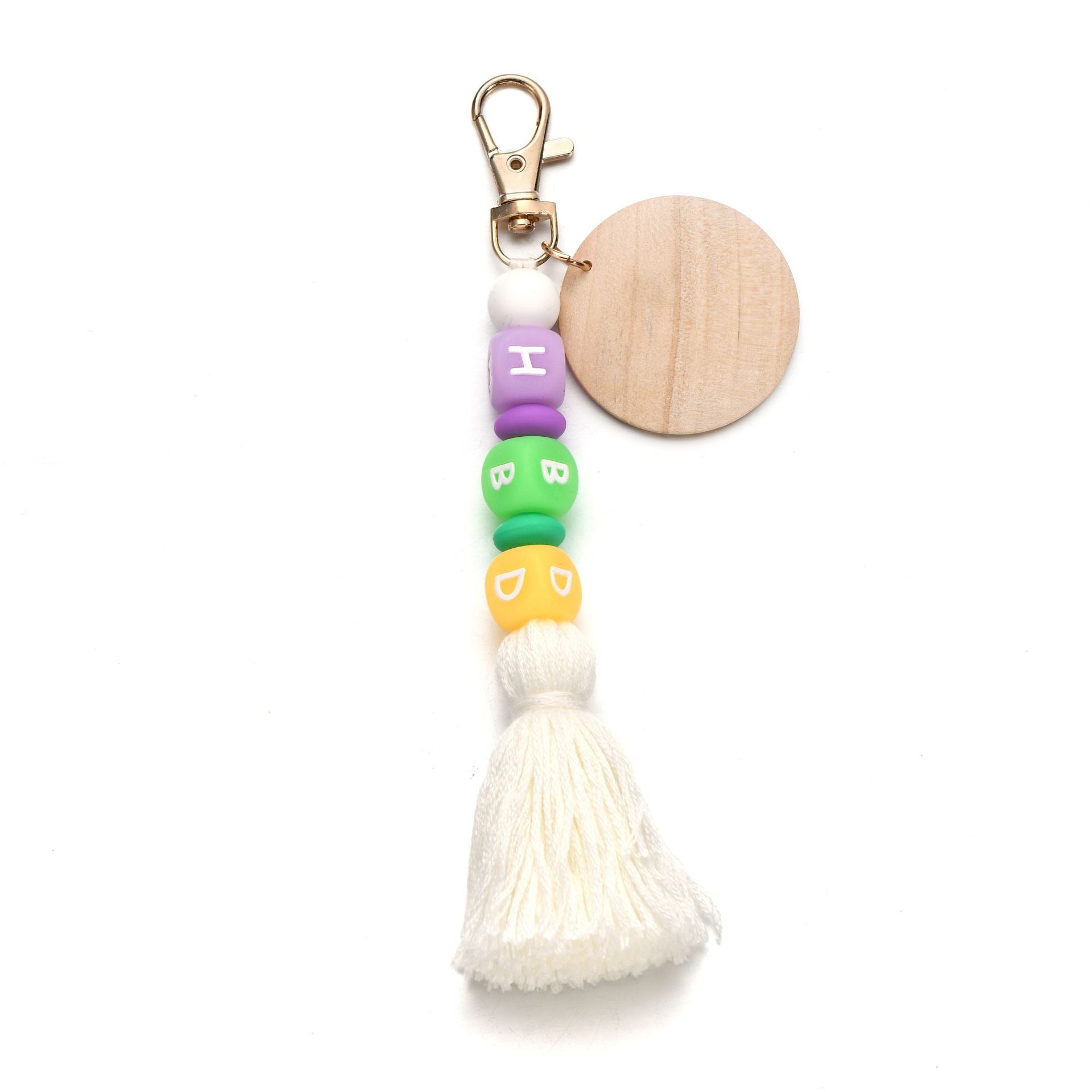 Llavero con cuentas de silicona de color luminoso al por mayor